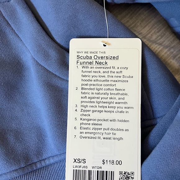 NWT Lululemon Scuba Oversized Funnel Neck, Sz Xs/S, Waterdrdop - Picture 5 of 7